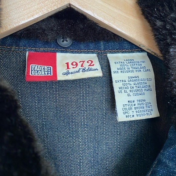 Vintage Faded Glory Y2K Jean Zip Up Fur Jacket - Picture 3 of 9